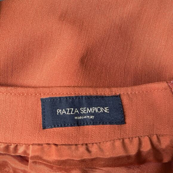 Piazza Sempione IT 48 US 8/10 Wool Fall Terracotta Orange Stretch Pencil Skirt - Picture 2 of 15